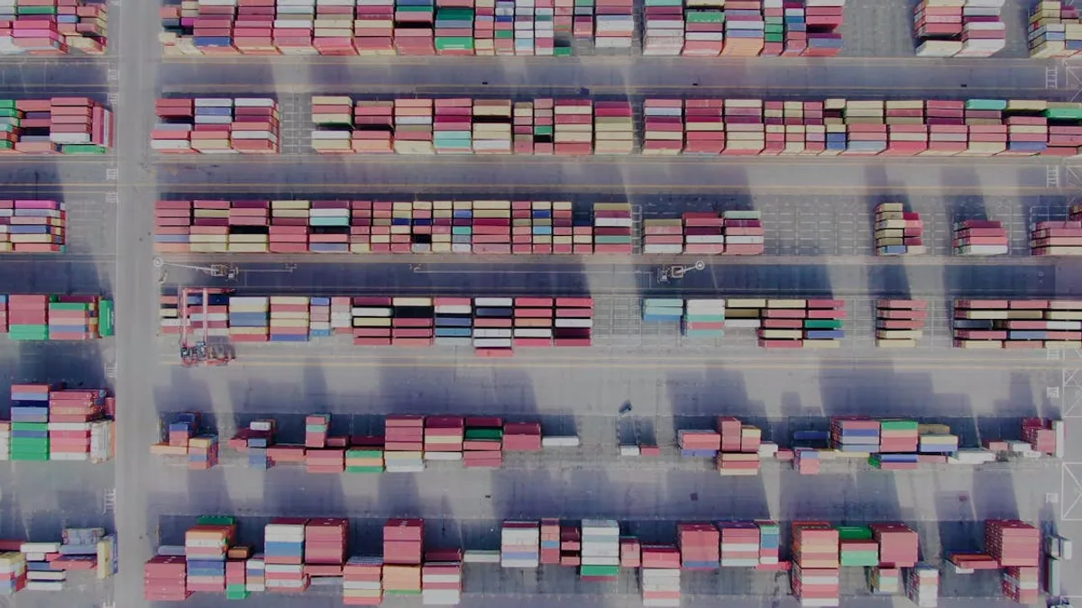 Container yard and port logistics context for glass-container import investigation checks.